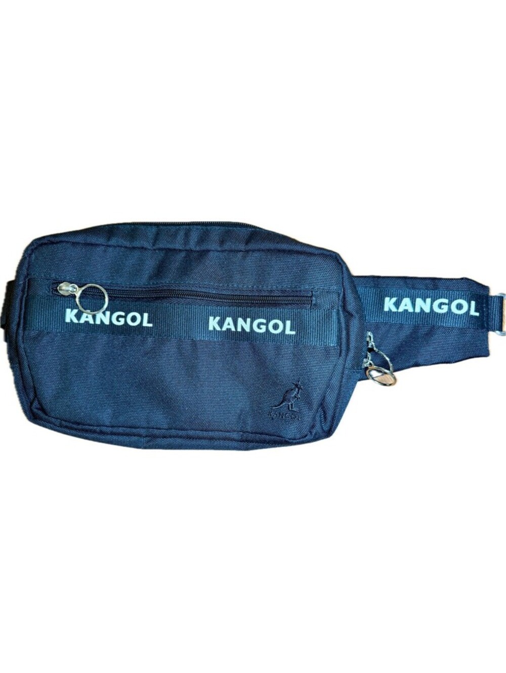 Kangol BLACK Sling Bag Crossbody Fanny Pack O-Ring Zippers Sanyo SGA-034-19